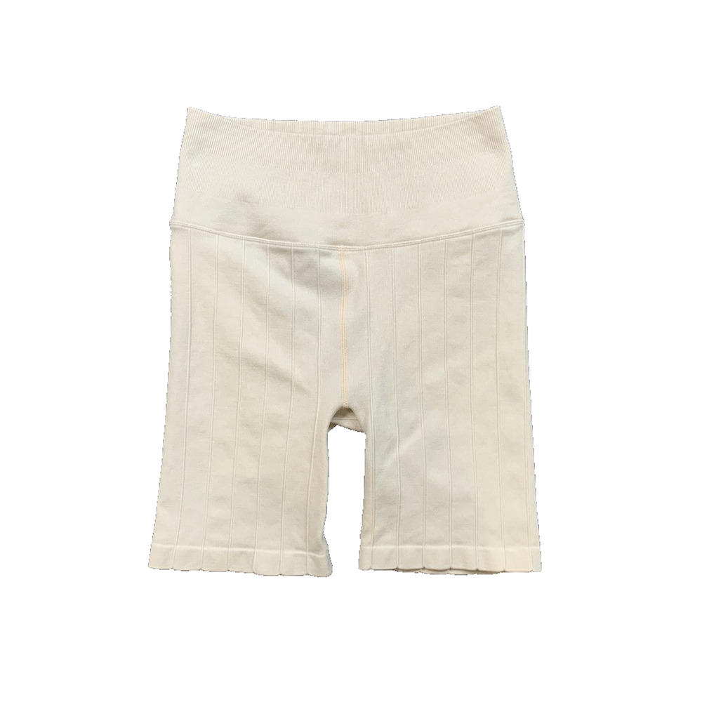 Spiritual Gangster Shorts Womens XS/S Beige Ribbed Scalloped Hem High Rise Biker